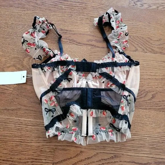 For love and Lemons Kendra Corset Bustier Holiday Rose bud 32DD - Picture 5 of 6